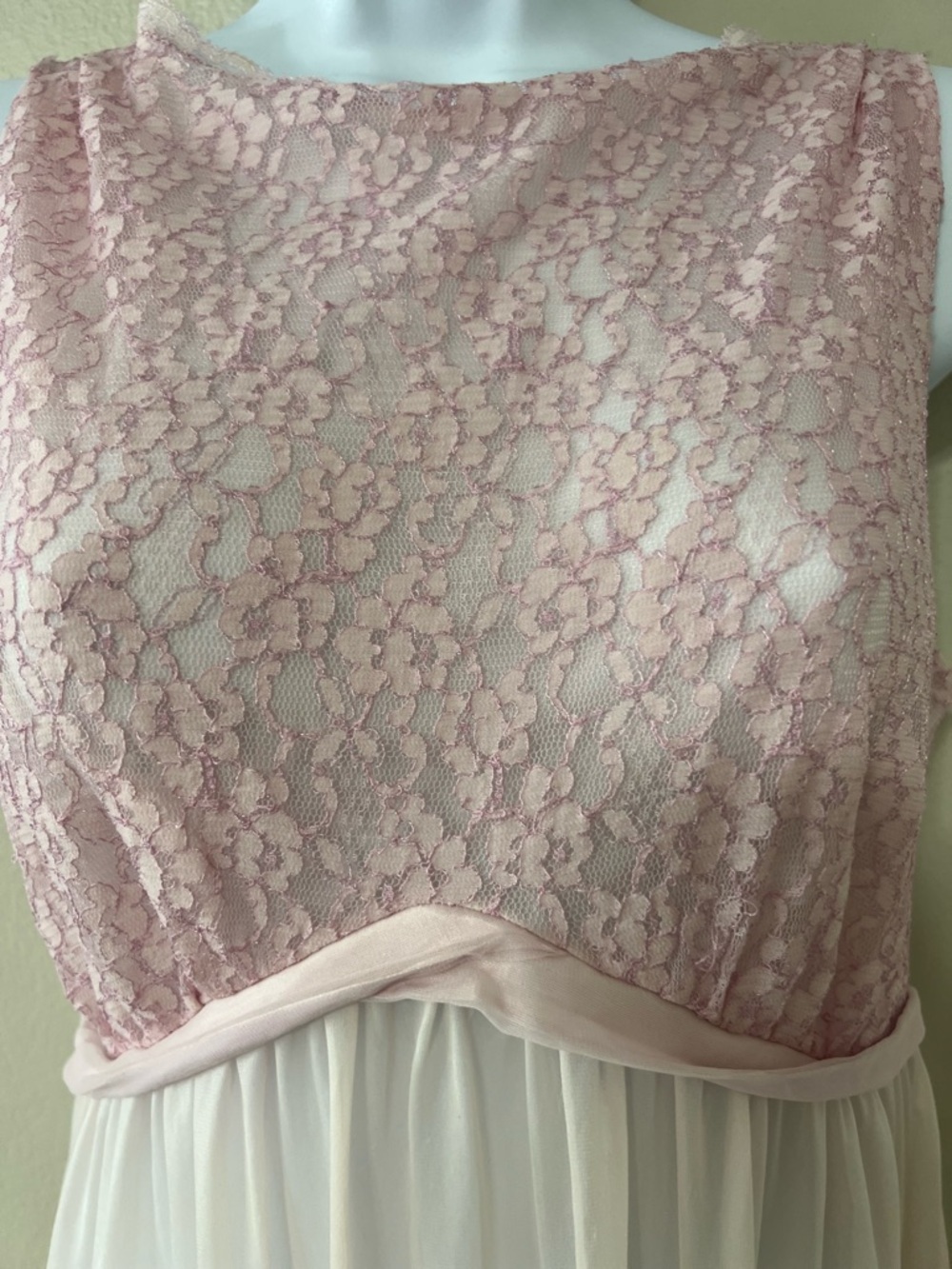 Vintage Sheer Pink Lace Nightgown Open Back Romantic Cottagecore Maxi Dress - Picture 5 of 11